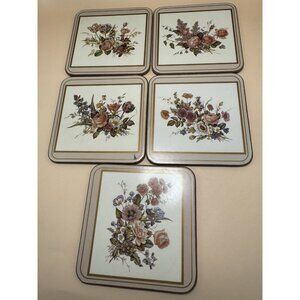 PIMPERNEL Vintage Floral Spray 4" Coasters-  Set of 5